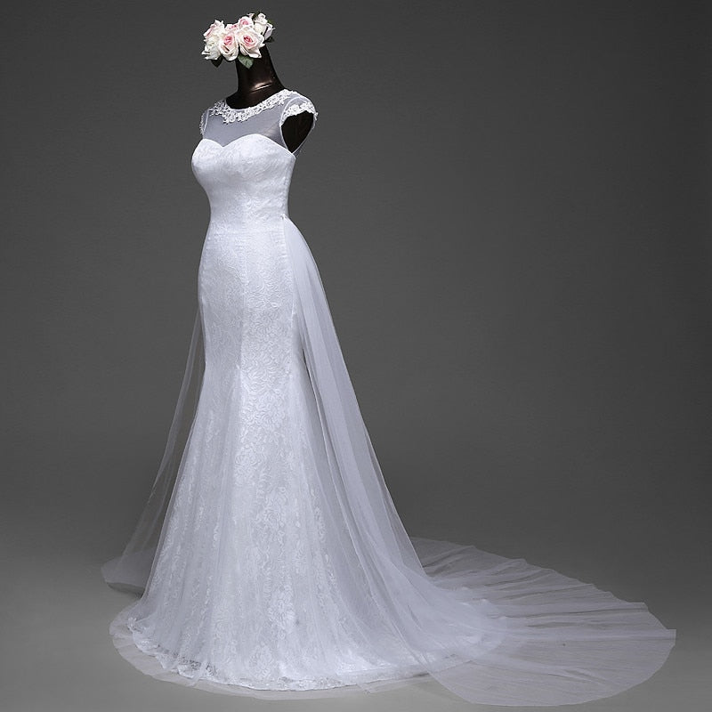 trumpet wedding dress with detachable train