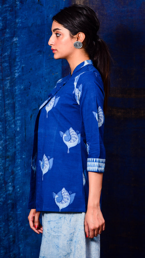 Indigo dyed top with inner - Aavaran Udaipur
