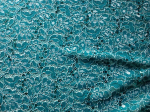 NEW Sea Green Colour Ivory Corded Stretch Lace Fabric Sea Green Sequin –  Iana Fabrics