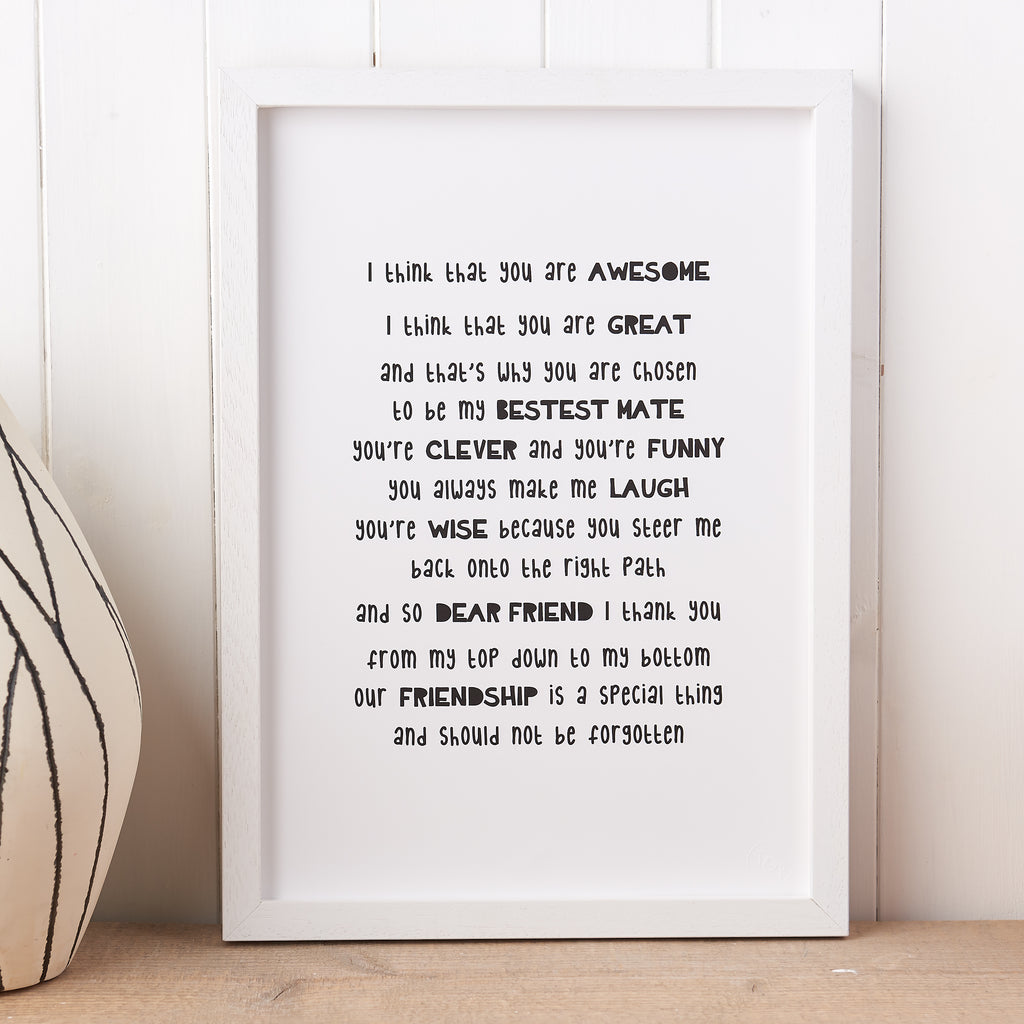 ‘dear Friend’ Poem Print – The Original Poet