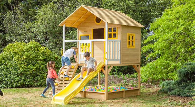 small cubby house with slide