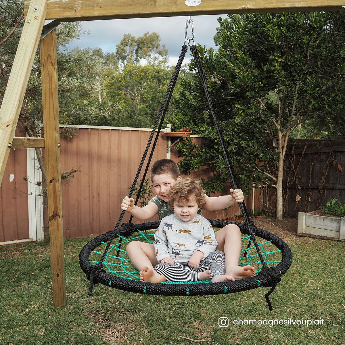 swing set with web swing