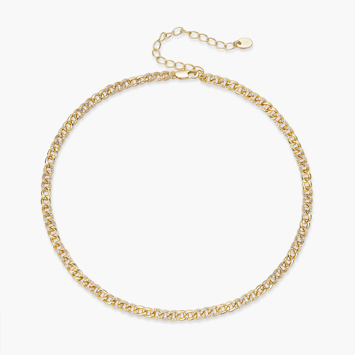 Half Pave Mini Curb Chain Necklace – OBJKTS Jewelry