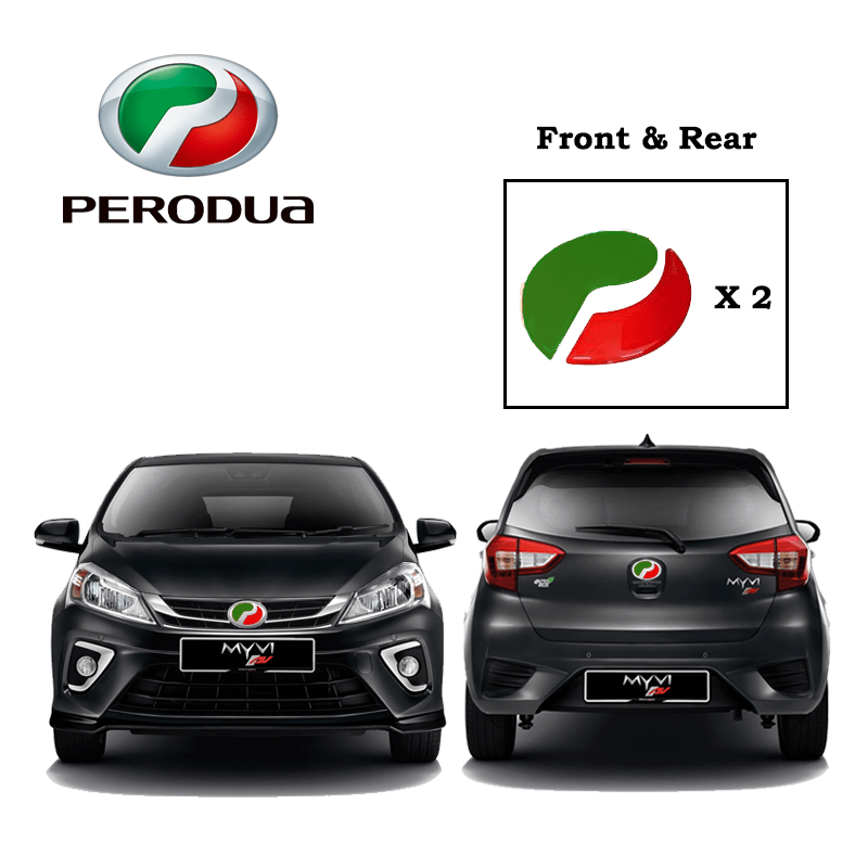 Perodua Alza Axia Viva Bezza Myvi Red & Green Logo Sticker 