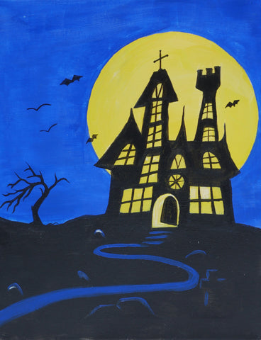 moss haunted mansion acrylic painting kit & video lesson