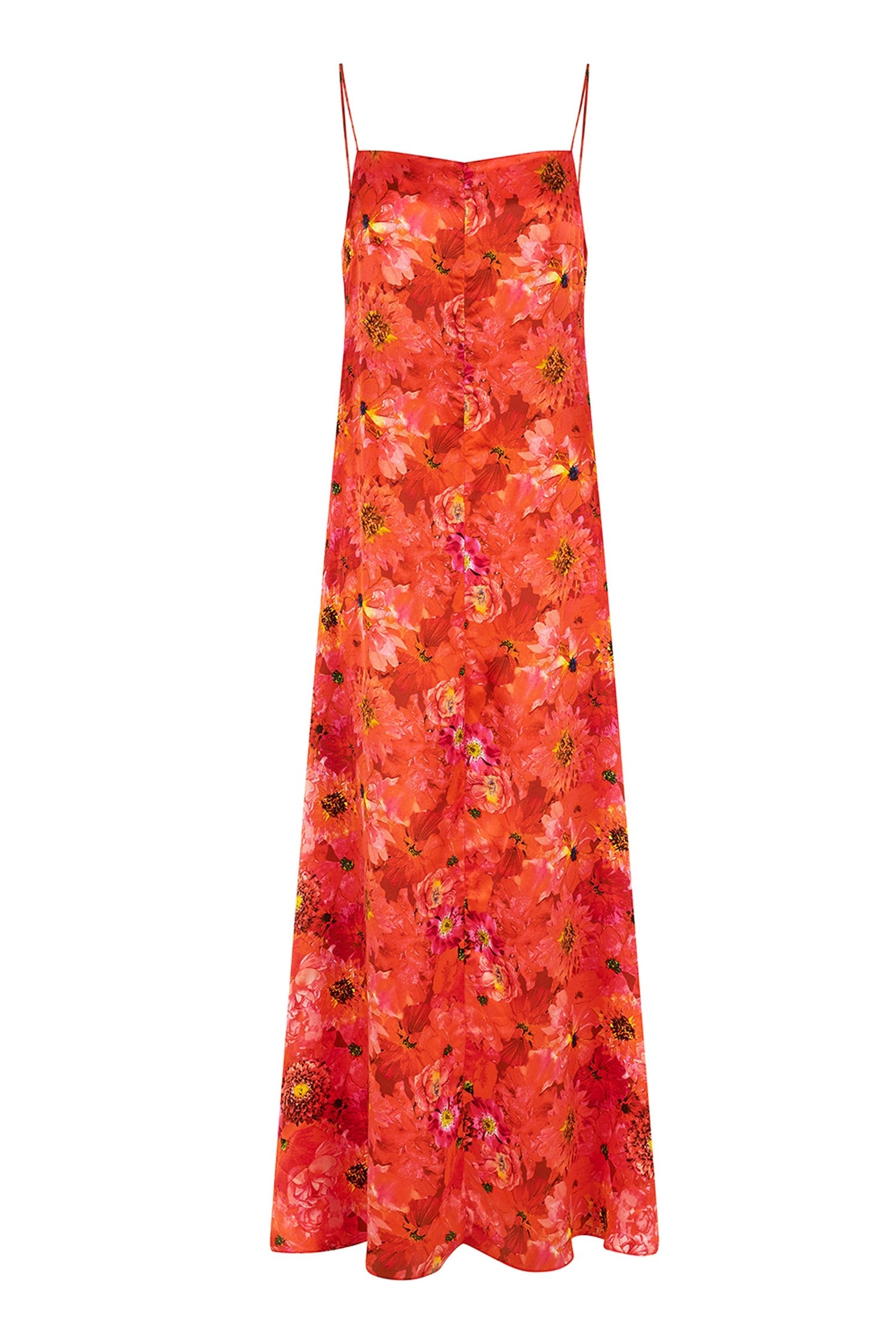 Ellie Silk Satin Dress - Coral Reef