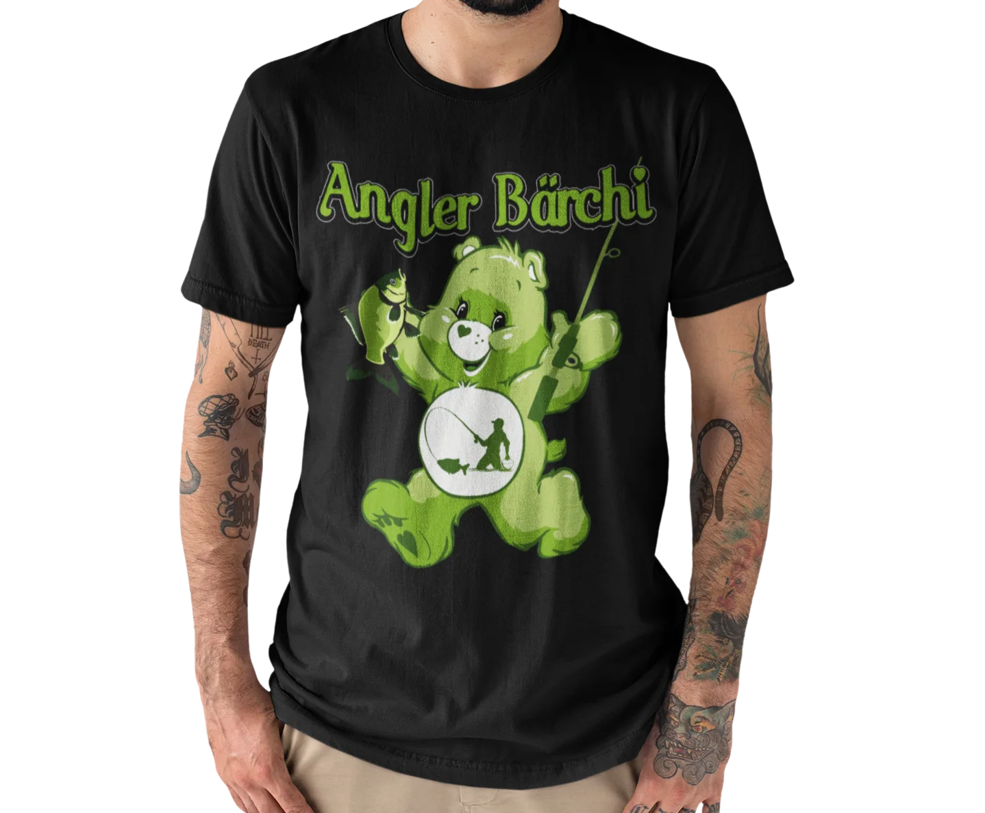 Mann mit Angler Bärchi T Shirt – lustiges Geschenk für Angler und Fans von witzigen Angelshirts