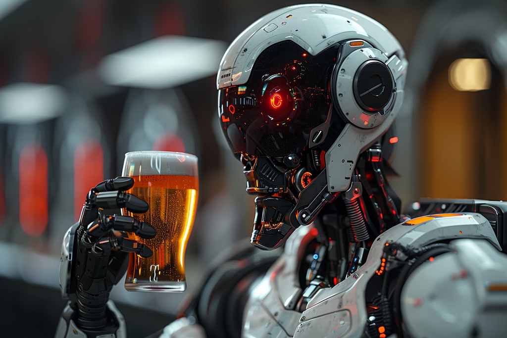 Roboter hält Bier in der Hand