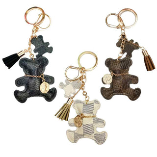 Keychains Luxury Ladies Keychain High Quality Leather Bear Tassel