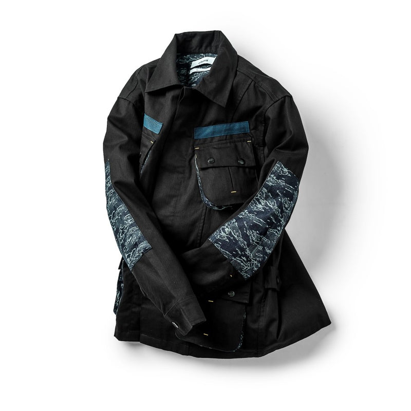 Jungle Jacket Herringbone/Indigo Camo Jacquard Black