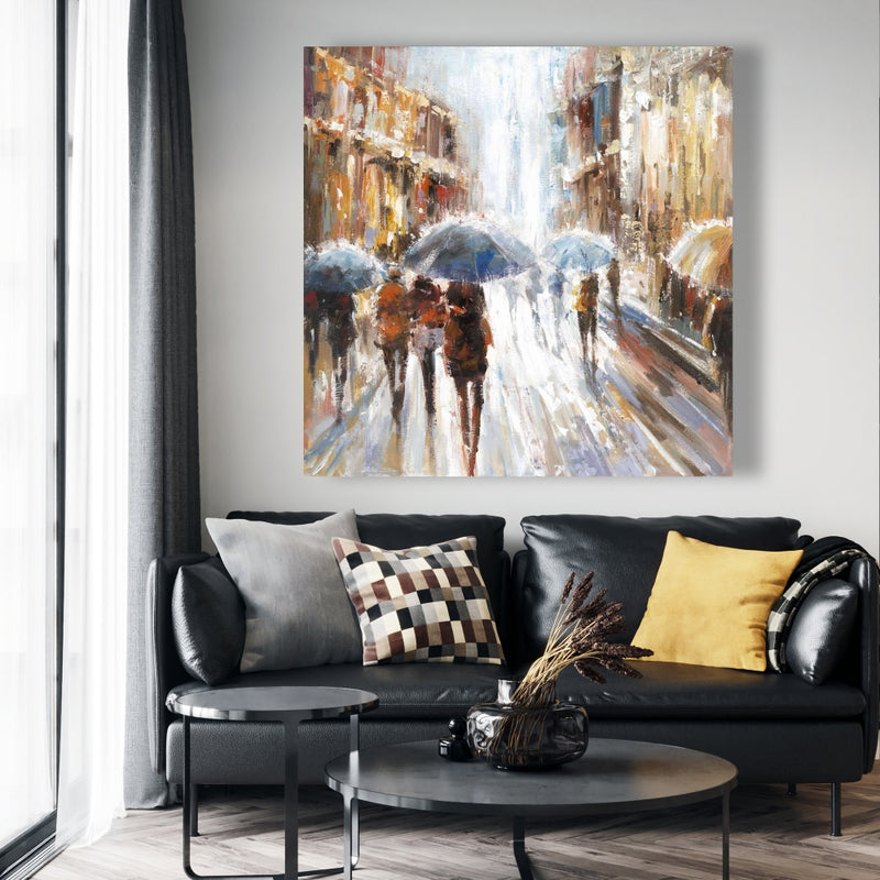 Abstract Passersby In The City, Fine art gallery wrapped canvas 36x36