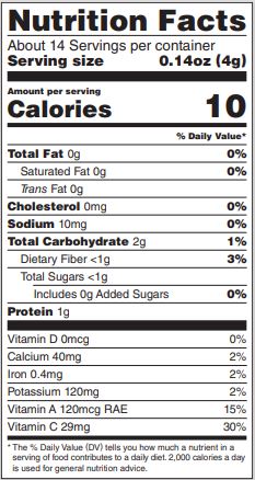 Freeze-dried Kale nutritional facts
