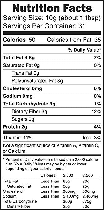 Nutrition content of Organic Flax Seed