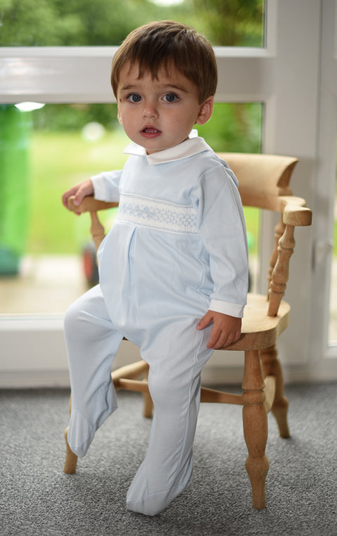 baby boy smocked babygrow