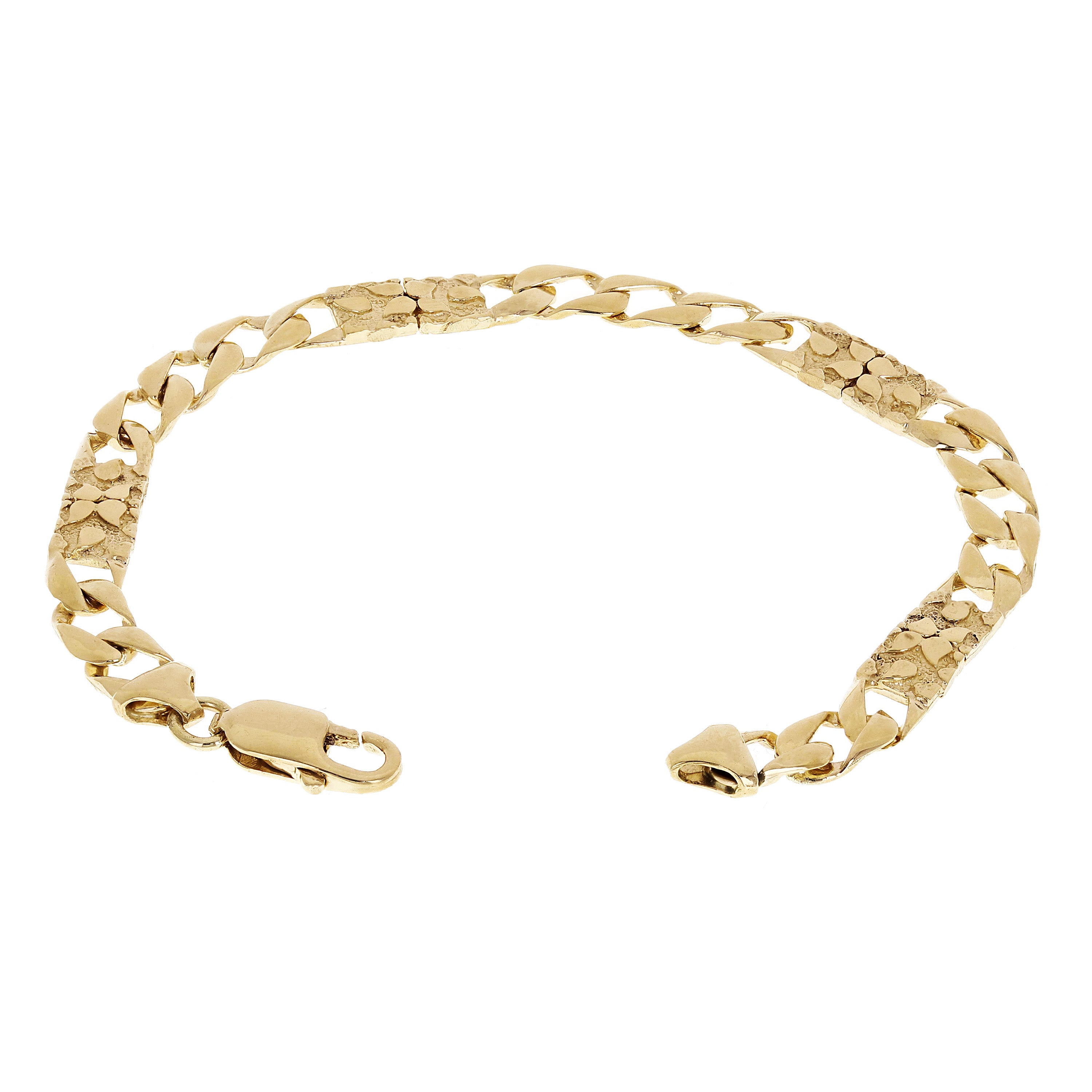 10k Yellow Gold Solid Cuban & Nugget Link Chain Bracelet 8" 6.5mm 12.2 grams