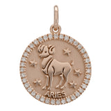 14k Rose Gold  Diamond Zodiac Sign Aries Pendant