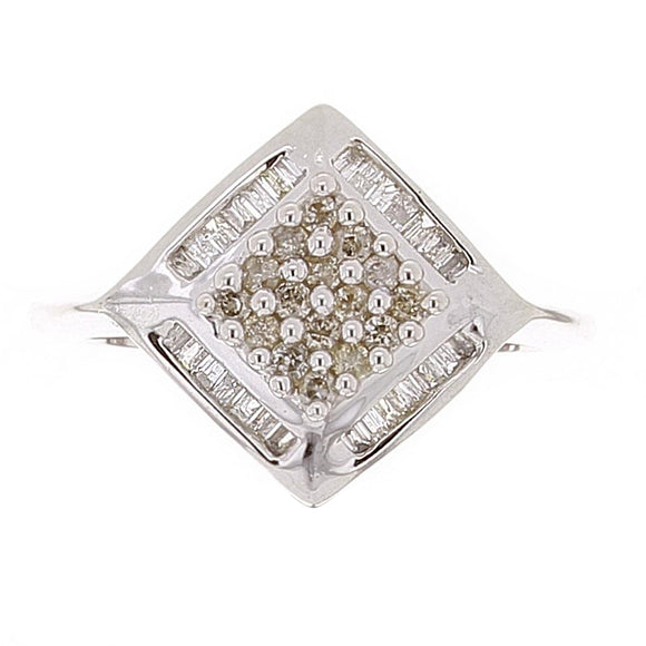 14k White Gold 1/2ctw Mixed Cut Diamond Square Ring Size 7