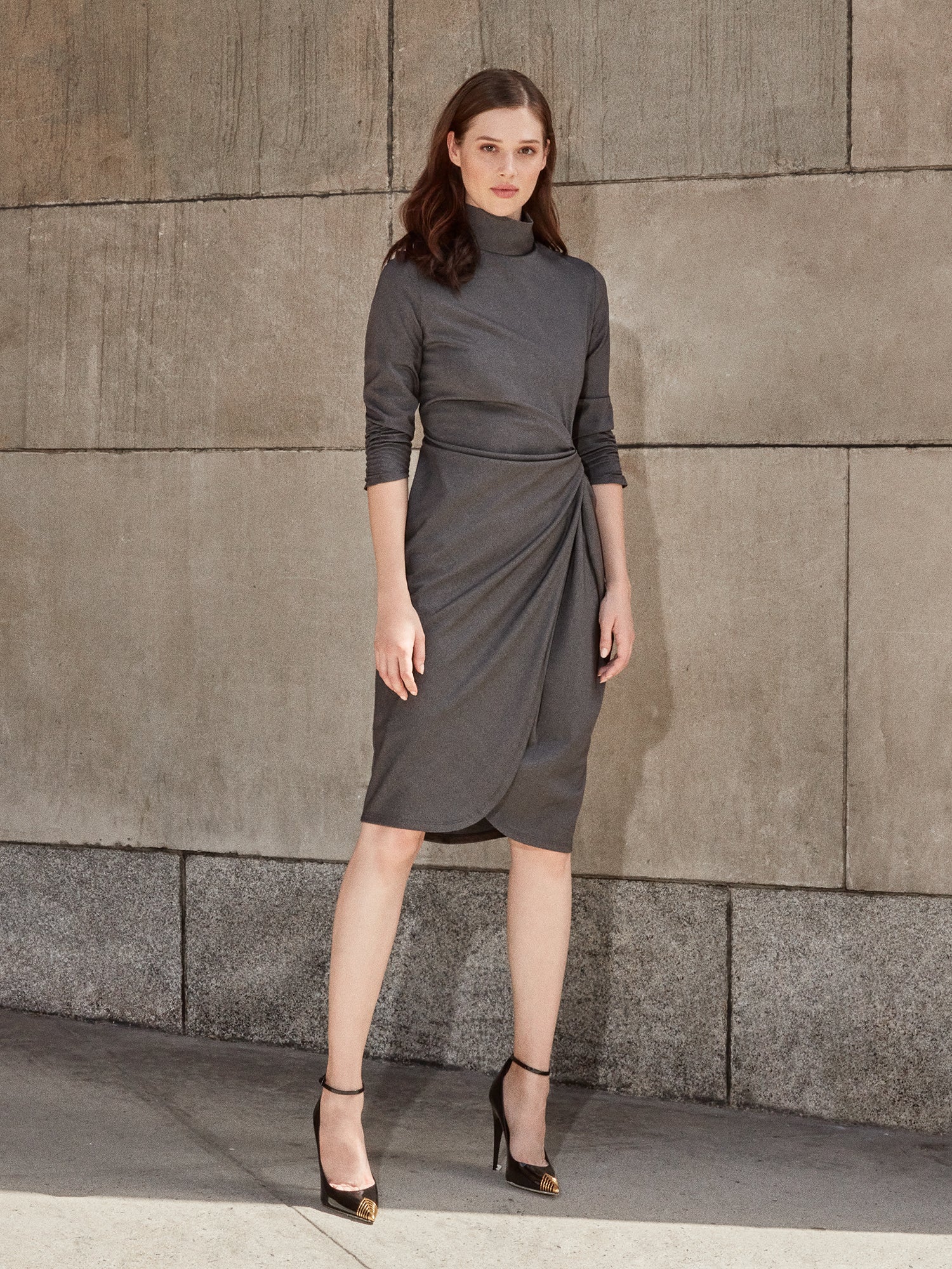warehouse knot front ponte dress