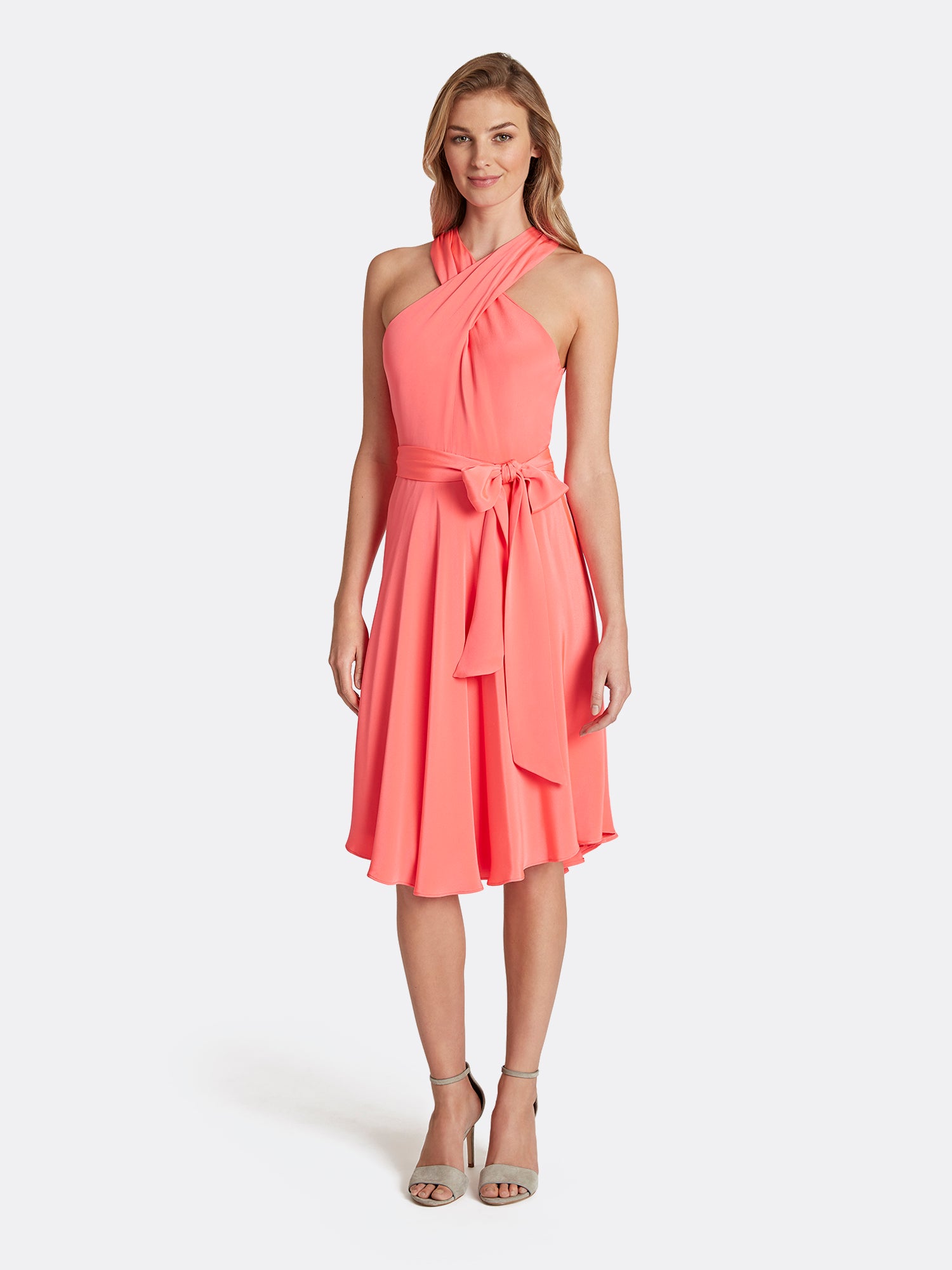 Tahari ASL Women's Sleeveless Ruched Neck Dress with Hi Lo Skirt, NEON  Mint, 8 | SheFinds