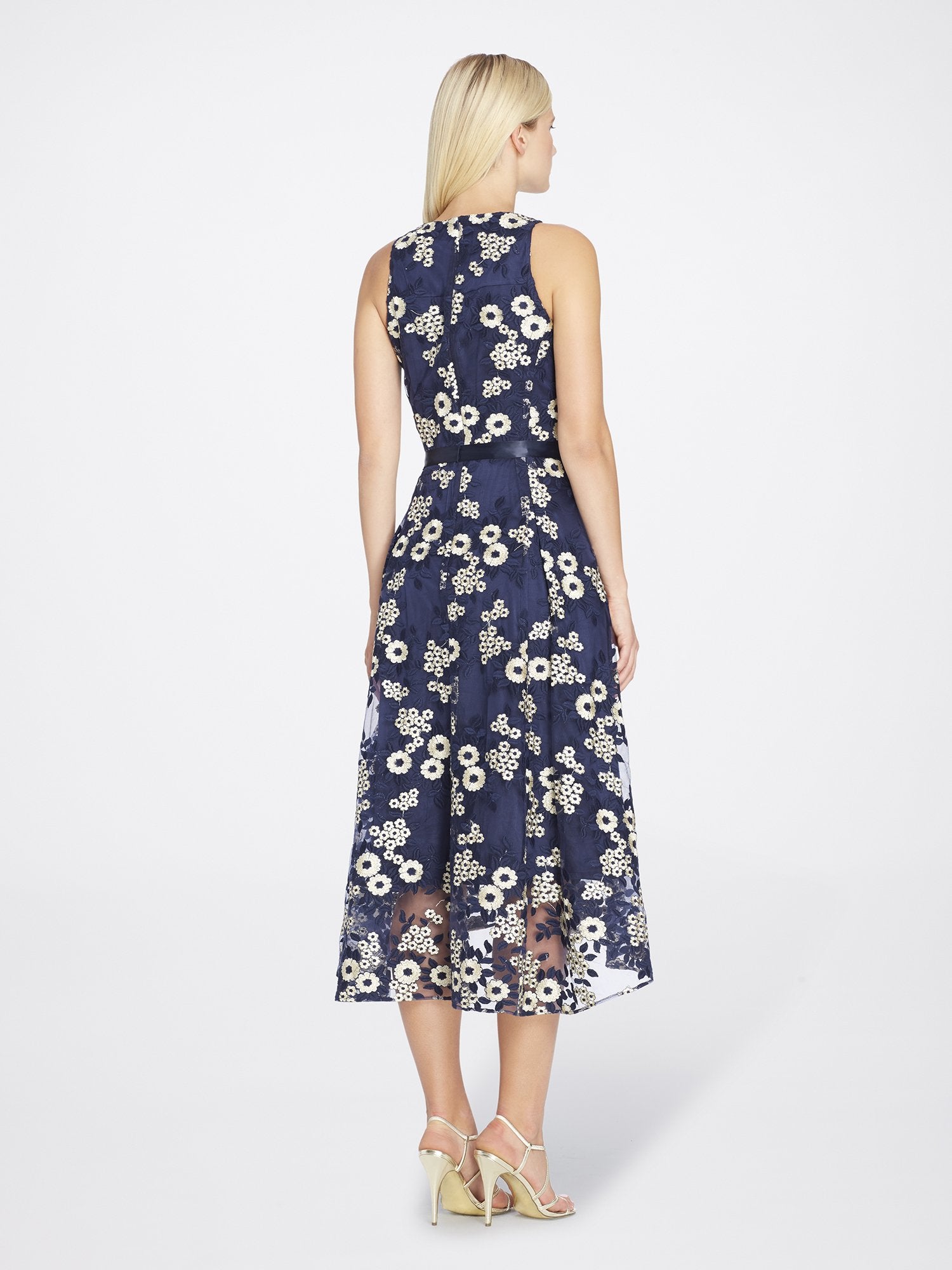 tahari navy dress