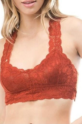 Gorgeous Lace Bralette Lined Low Sweetheart Neckline Racerback