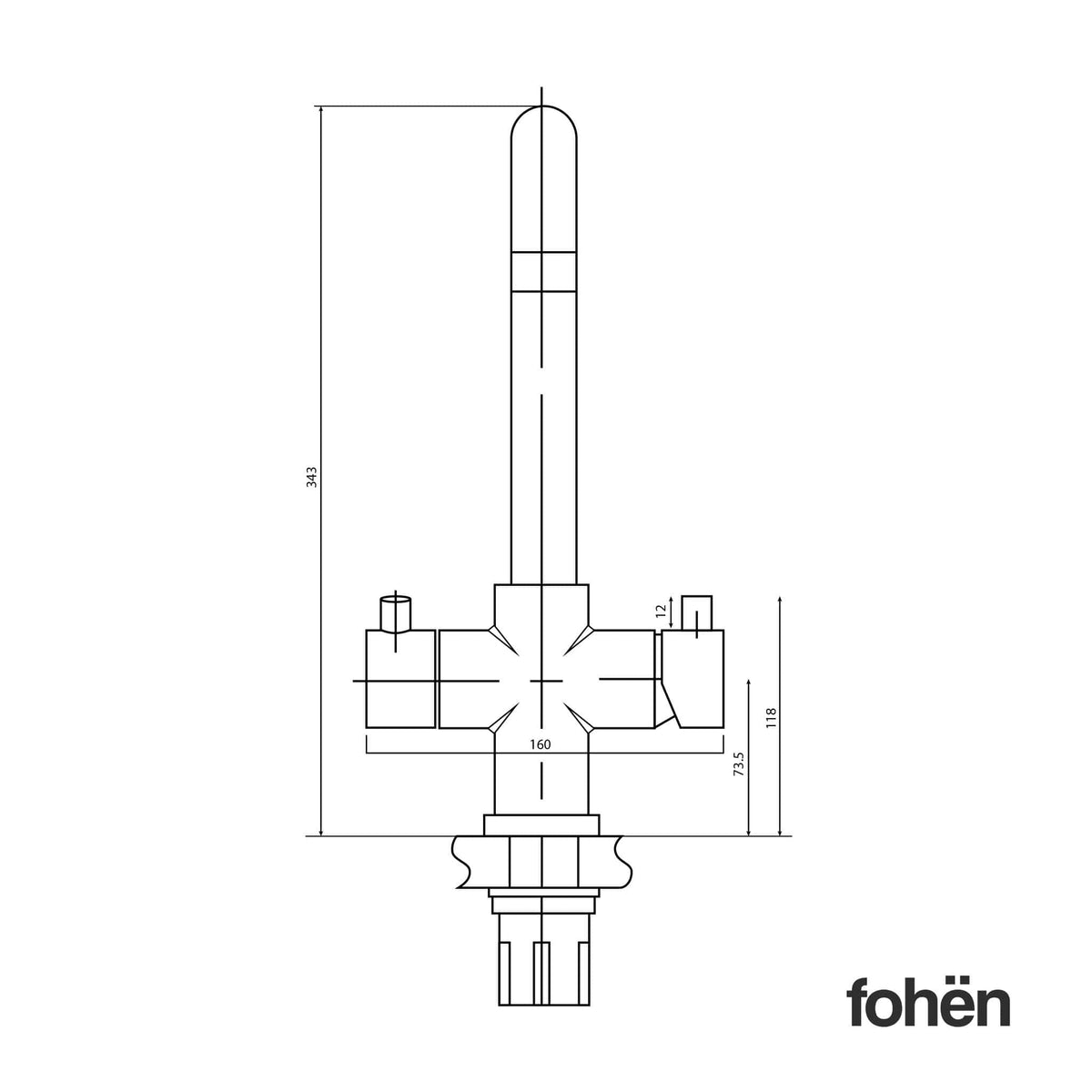 Fohen Flagro | Unfinished Brass | 3-in-1 Instant Boiling Water Tap