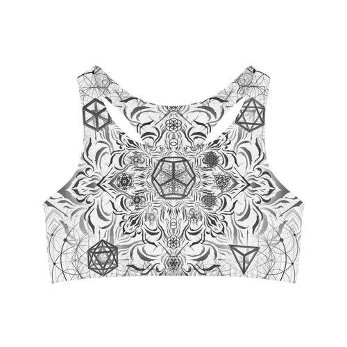 Black and White Mandala Sports Bra