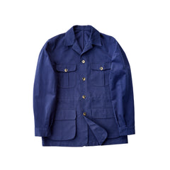 French Blue Cotton Twill Safari Jacket