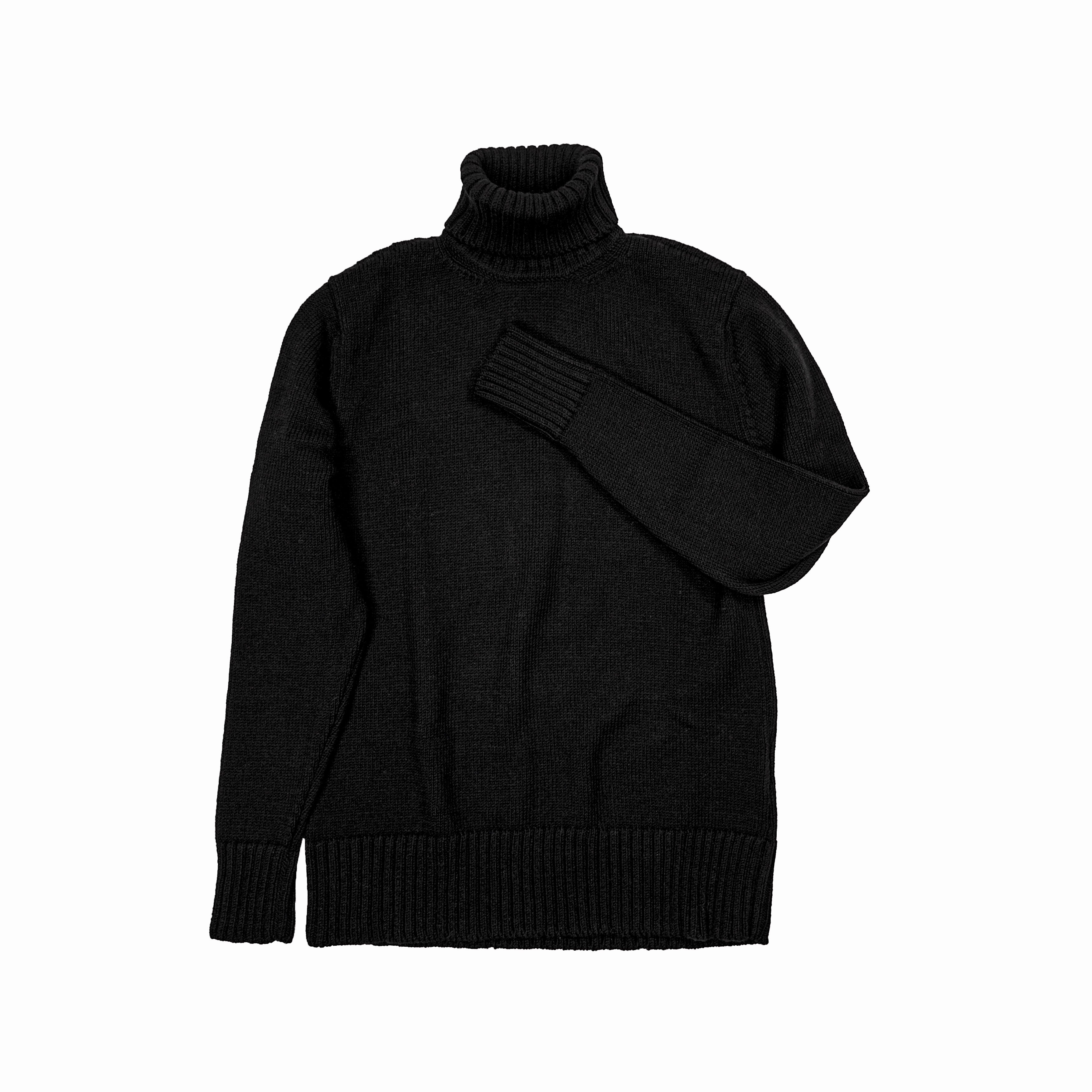 Racing Driver Knitted Roll Neck Jumper in Black