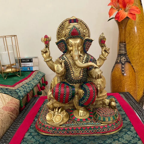 Lord Ganesha Brass Idol - Hindu God Statue - Indian home decor