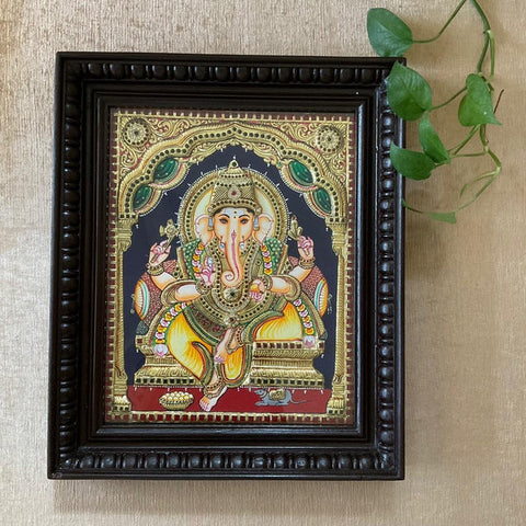 Lord Ganesh Tanjore Painting - Indian folk art - wall decor Crafts N Chisel