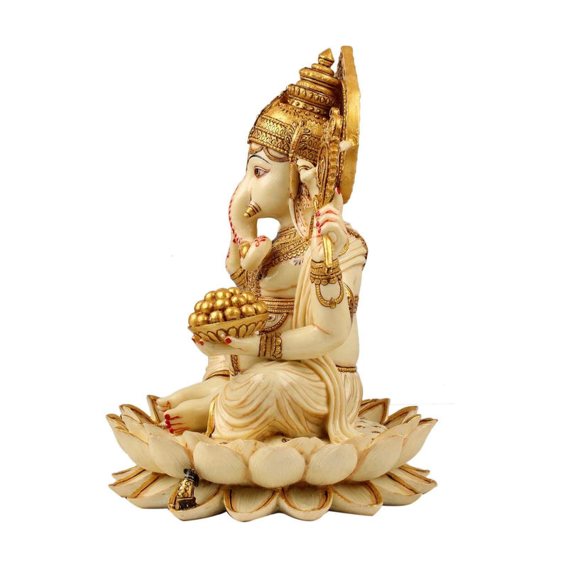 12” Ganesha Marble Dust & Resin Idol - Hindu God Statue - Decorative Murti-Crafts N Chisel - Indian home decor online USA