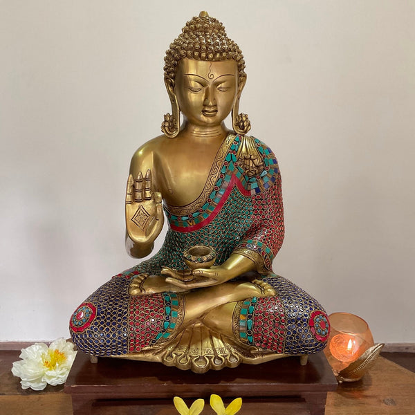 Intricate Life of Buddha Brass Statue, 12 Inches High – Buddha Groove