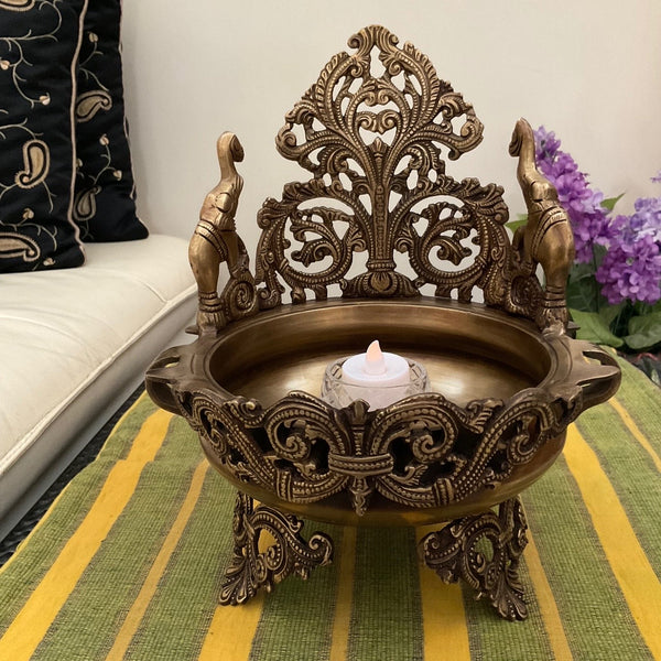 Brass urli with elephant 21 inch, Traditional Bowl, Home Decor Gift, Indian  Brass Art Brass Figurine Large - Buy Urli - Pot & Planters Online