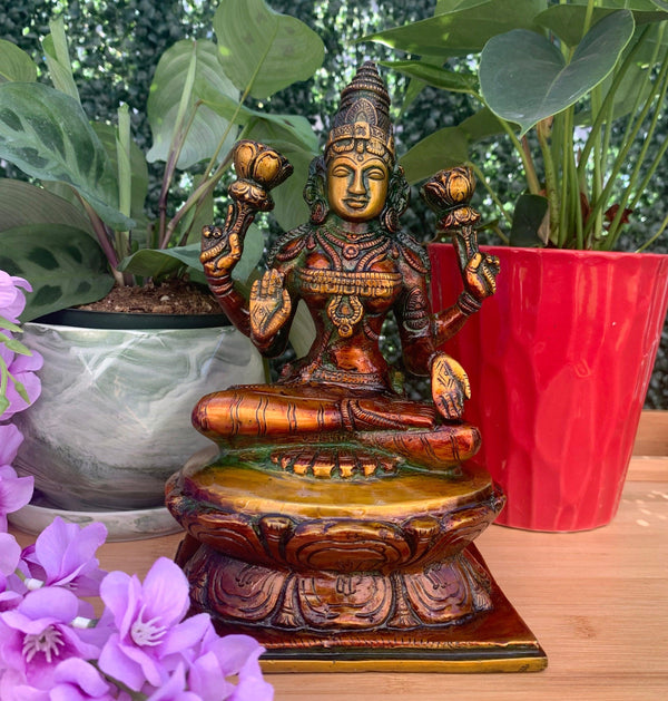 12.5 Inches Goddess Lakshmi Brass Idol, Pooja Statue