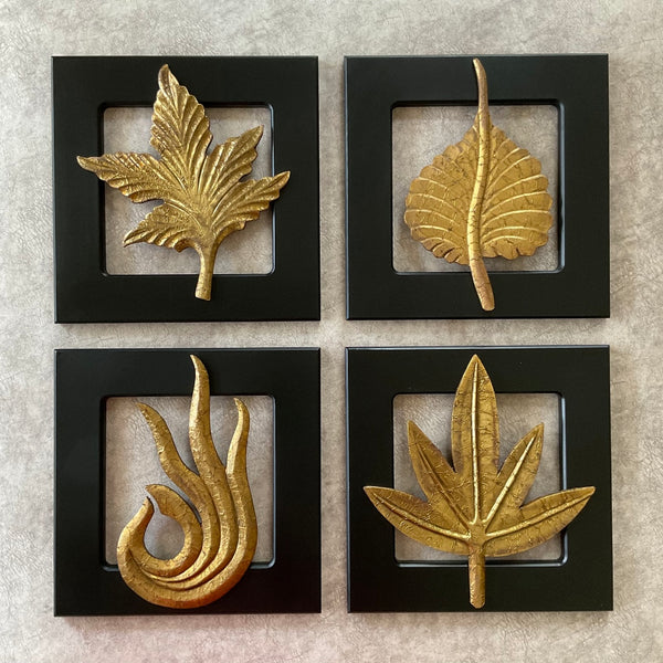 Brass Leaf Wall Hanging (Set of 8), Wall Decor