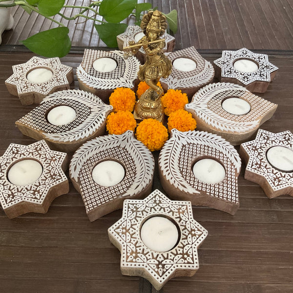 Wooden Tea Light Holder | Indian Festive Home Decor | Crafts N Chisel