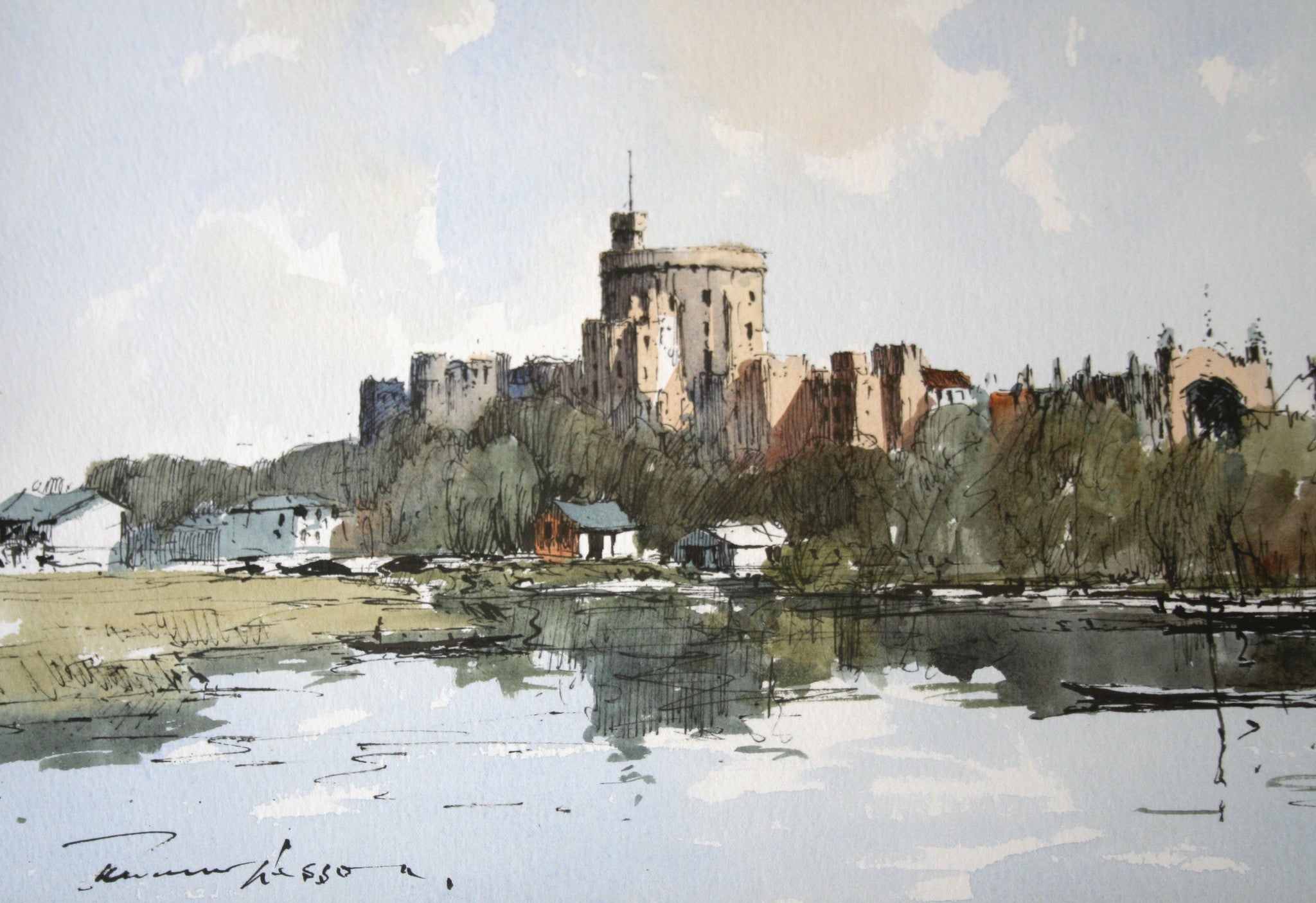 Watercolour Painting Of Windsor Castle By Edward Wesson For Sale On   Brians 1621 2048x 