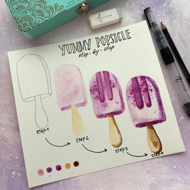 Sweet popsicle drawings step by step easy-easy pen arts-easypaintings-simple easy drawings