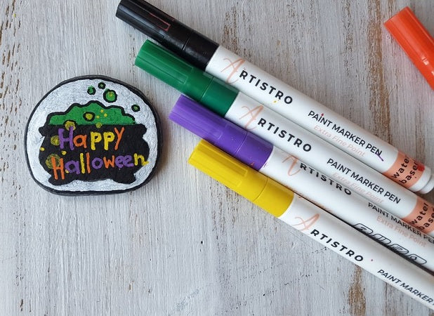 Branded Halloween cocktail -rock painting ideas-simple cute stone painting-rock art ideas-rock painting ideas disney