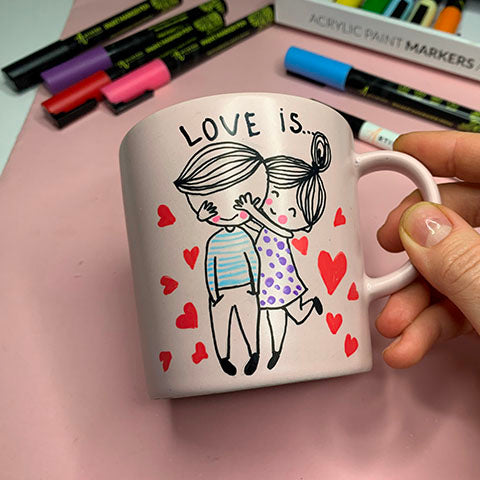Love is mug design-easy romantic love painting- romantic drawing ideas-love easy paintings
