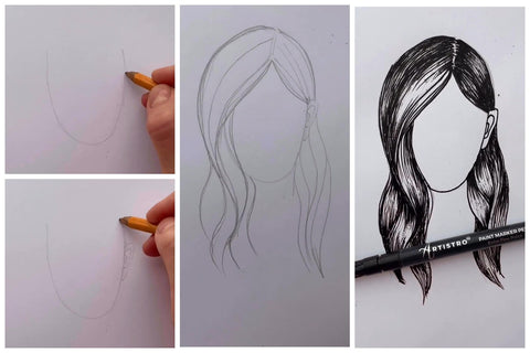 Hair-face drawing easy-easy drawing face-easy face drawing-easy faces to draw-face drawing guide-face drawing step by step