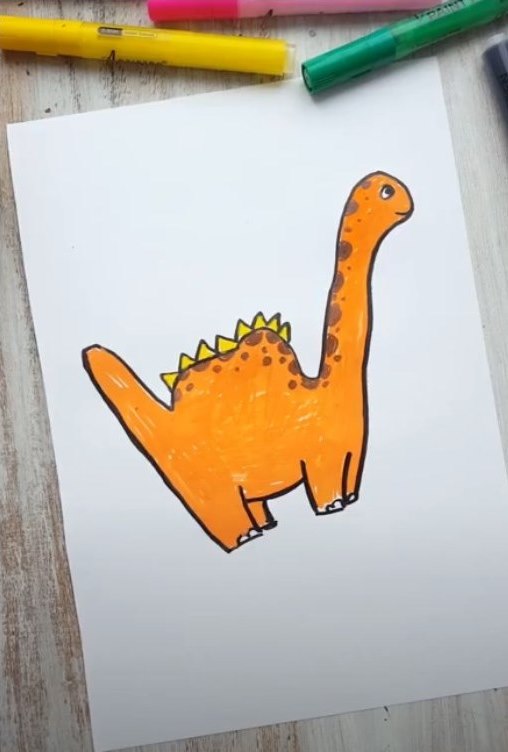 Friendly dinosaur hand tracing art- things to draw on your hands-thing to draw on your hand