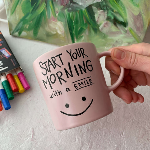 painted mug with smile