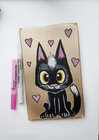 leather cat love easy romantic love painting- romantic drawing ideas-love easy paintings