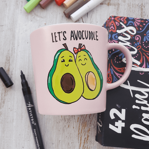 mug avocado-food cute drawings-food painting ideas-easy food drawings
