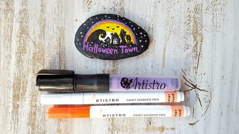 town Halloween rock painting ideas 