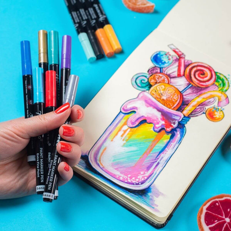 60 Colors PROFESSIONAL MARKERS Ink Alcohol base Double-Tipped Felt MARKERS  with Beveled Tip for Drawing, Calligraphy, lettering and Fine Tip for Art  Drawing