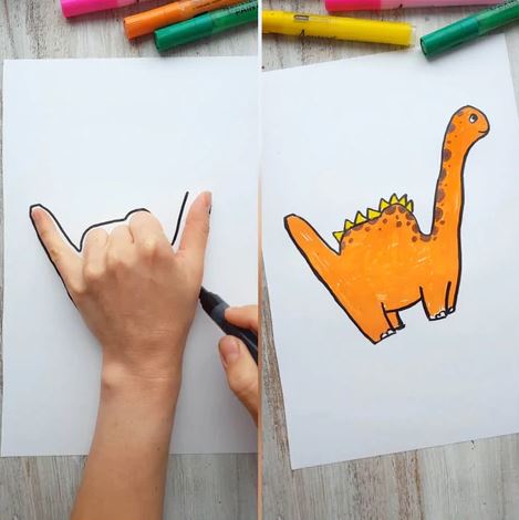 Dino hand tracing art- things to draw on your hands-thing to draw on your hand