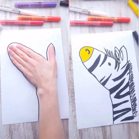 Easy to Learn Handprint Simple Drawing Tutorial for Kids, drawing,  tutorial, Easy Drawings for Kids with Handprint Trick, By Activities For  Kids